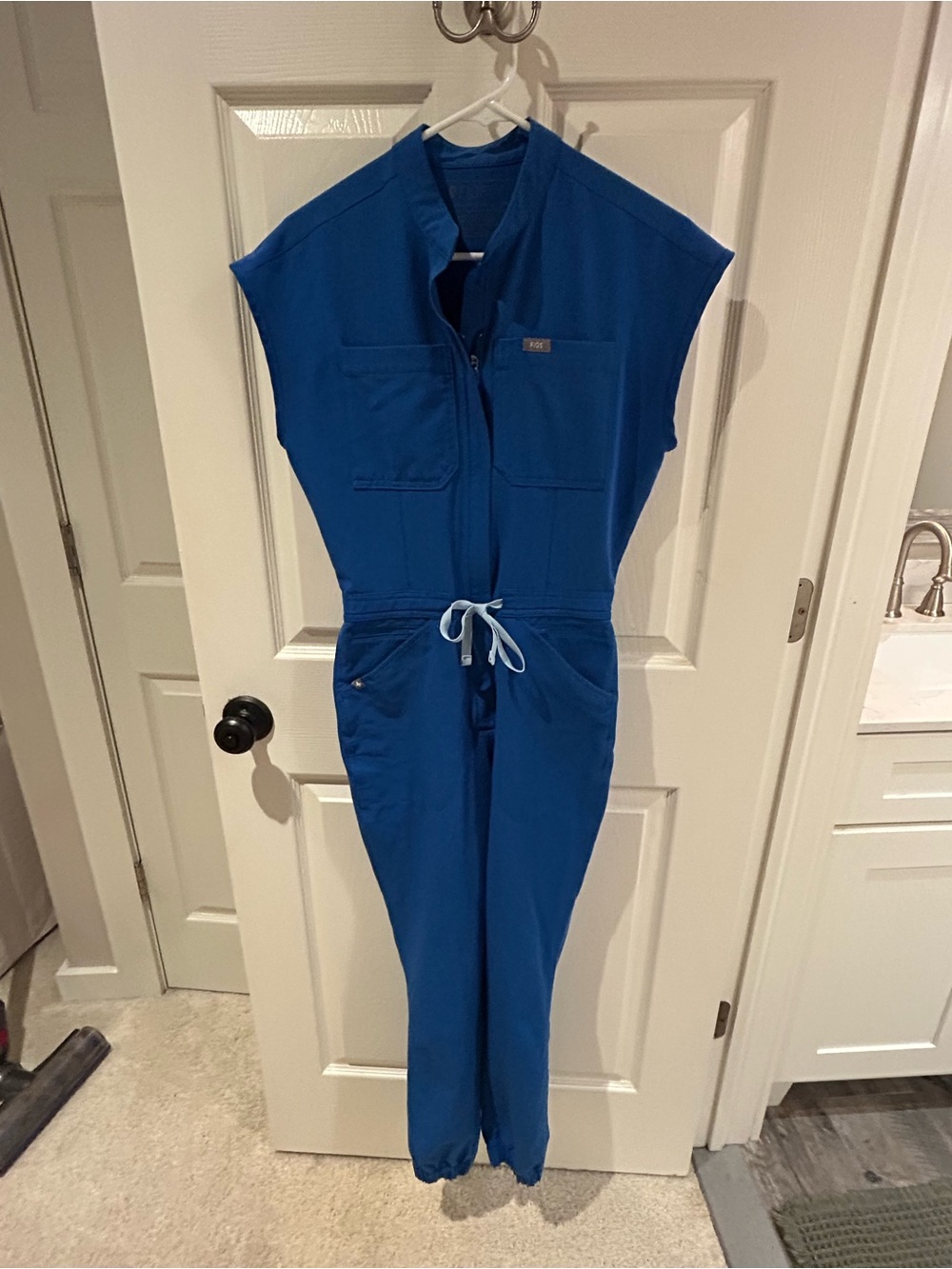FIGS Royal Blue Sleeveless Utility Jumpsuit with Drawstring XXS